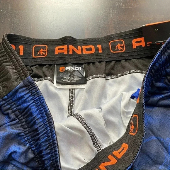 AND1 Racing Royal Blue Post Up Swirl Print Men Basketball Shorts Size Medium NWT - Picture 9 of 9